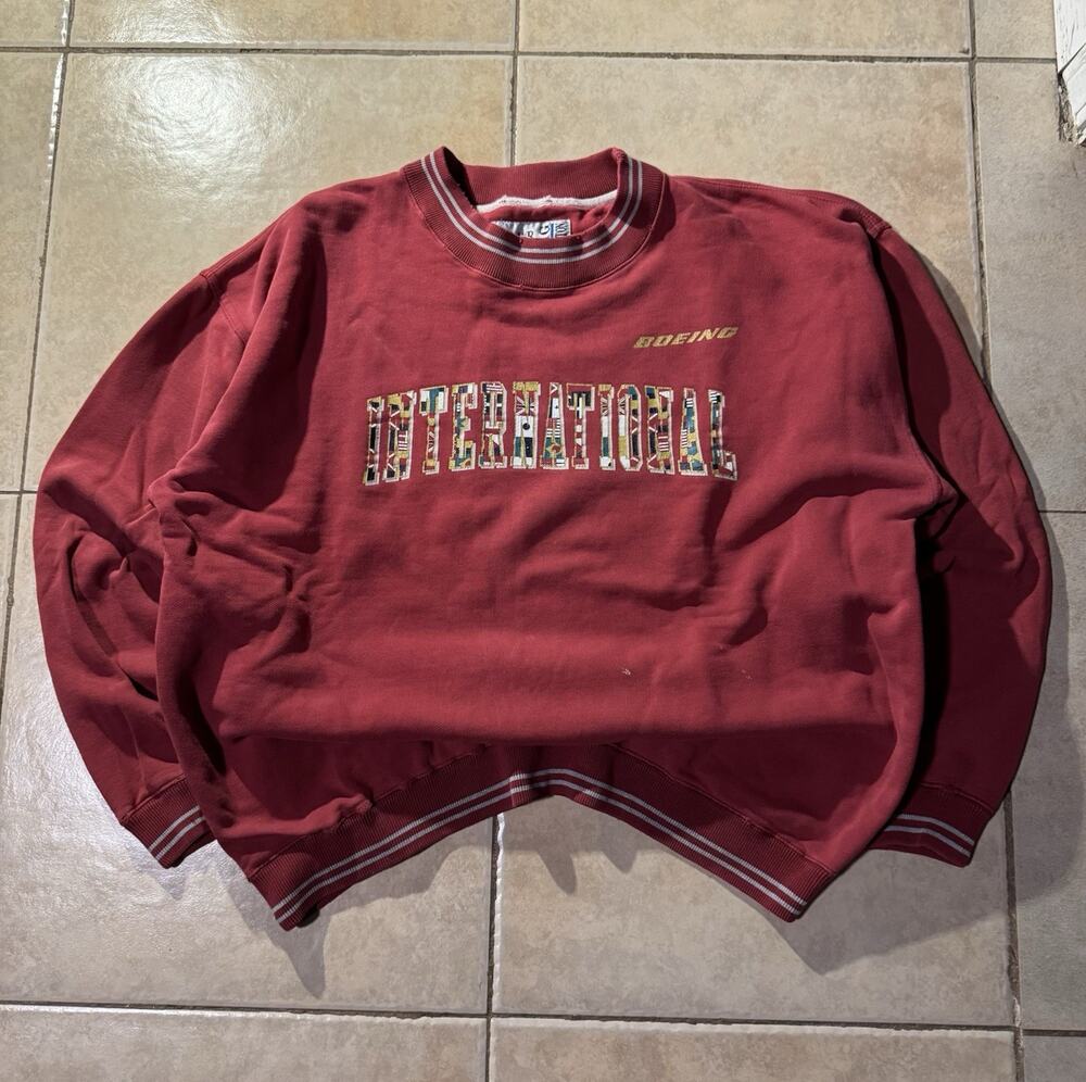 Gear for Sports Men's Red Crewneck Pullover Sweatshirt Boeing Graphic Size L